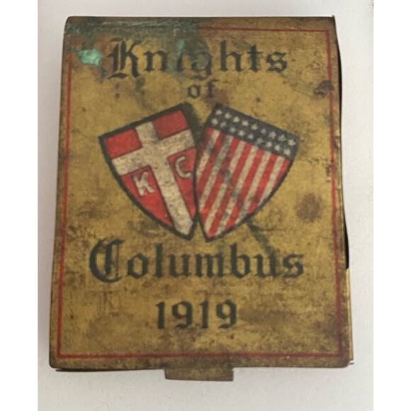 Knights of Columbus 1919 Metal Matchbook Holder With Provenance - Picture 1 of 13